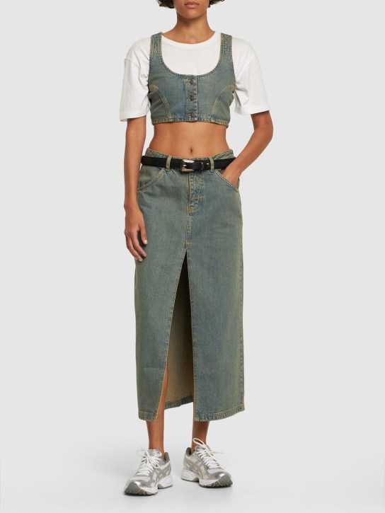 Miaou - Jupe midi en denim de coton Rowan