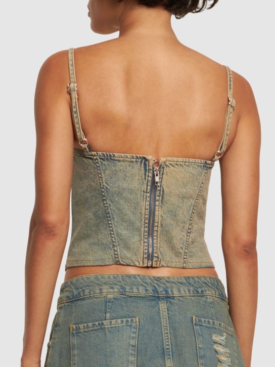 Miaou: Kiko cotton denim corset top