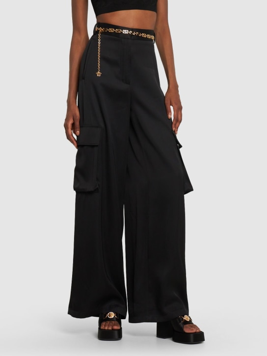 Versace: Mules en satin 120 mm