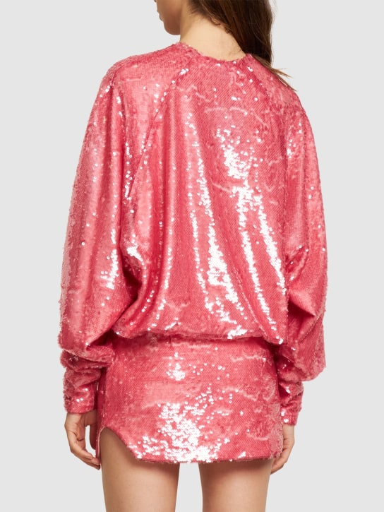 The Attico: Robe courte en sequins à col en V Gael