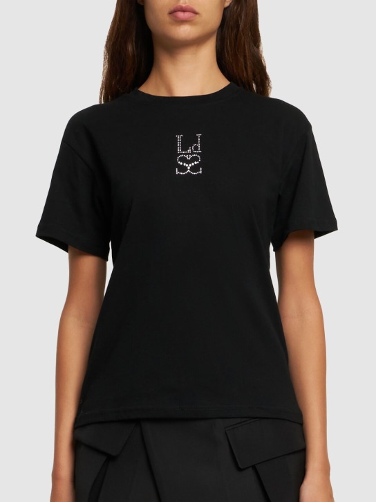 Ludovic de Saint Sernin: T-shirt girocollo in jersey con cristalli
