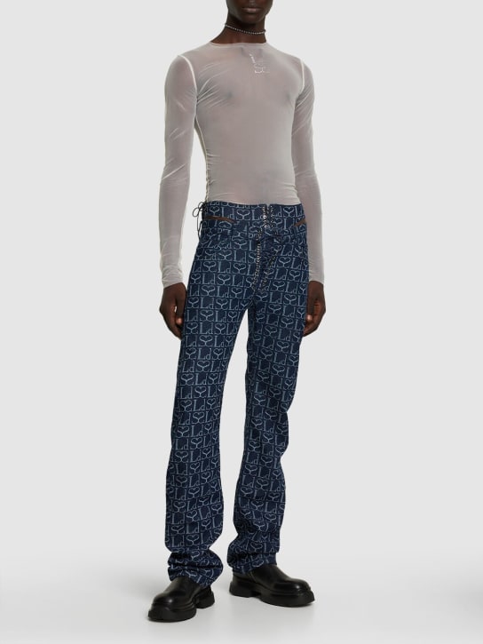 Ludovic de Saint Sernin: Jean droit en denim à lacets avec logo