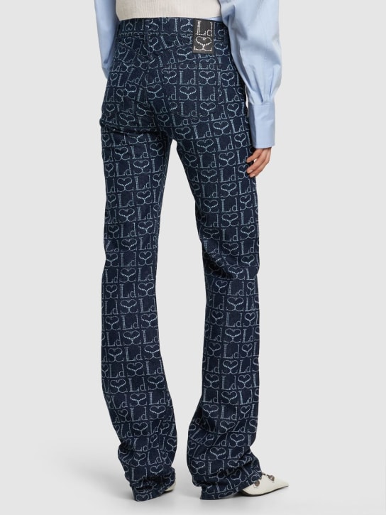Ludovic de Saint Sernin: Jean droit en denim à lacets avec logo