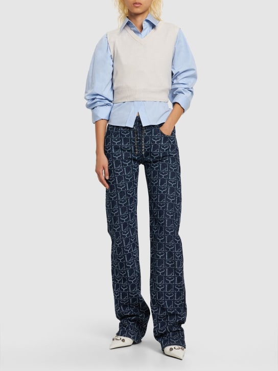 Ludovic de Saint Sernin: Jean droit en denim à lacets avec logo