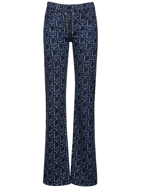 Ludovic de Saint Sernin: Jean droit en denim à lacets avec logo