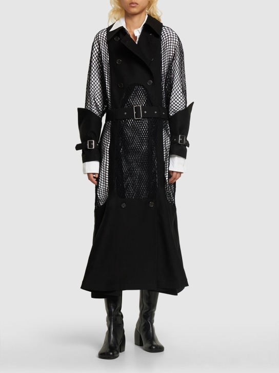 Noir Kei Ninomiya: Abrigo midi de lana y mohair