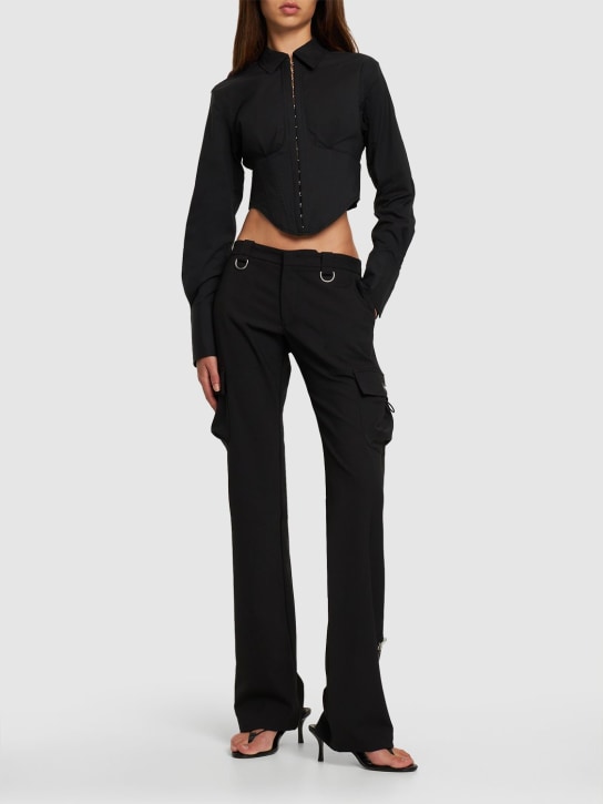 Dion Lee - Chemise corset courte en popeline de coton mélangé
