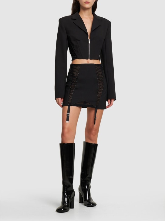 Dion Lee - Jupe courte zippée en laine mélangée interlock