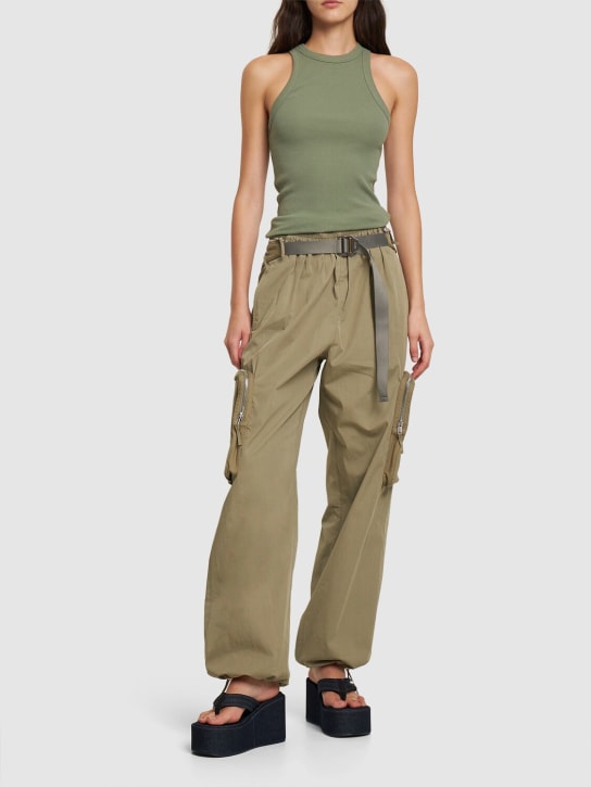 Dion Lee: Pantalon large en coton mélangé avec sac banane