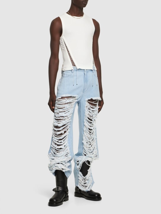 Dion Lee - Jeans laghi in denim di cotone distressed