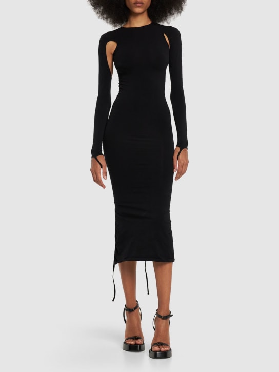 Andreadamo - Robe midi sculptante en jersey ajouré