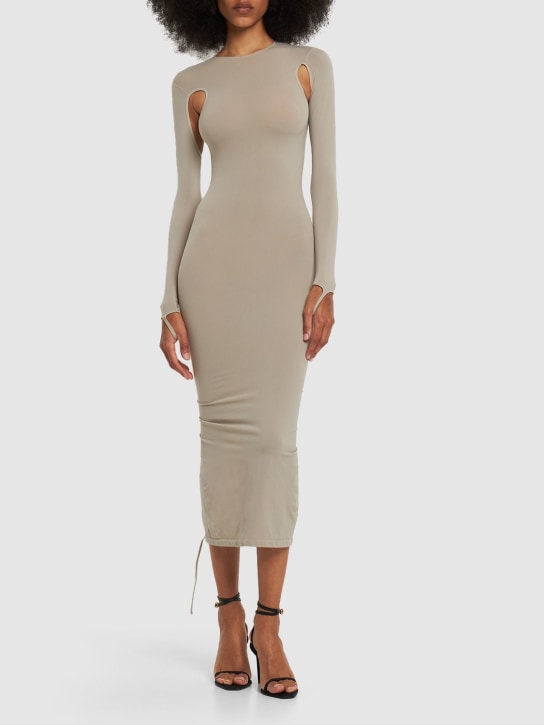 Andreadamo - Robe midi sculptante en jersey ajouré