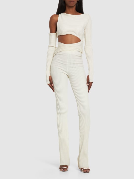 Andreadamo - Rib knit stretch viscose flared pants