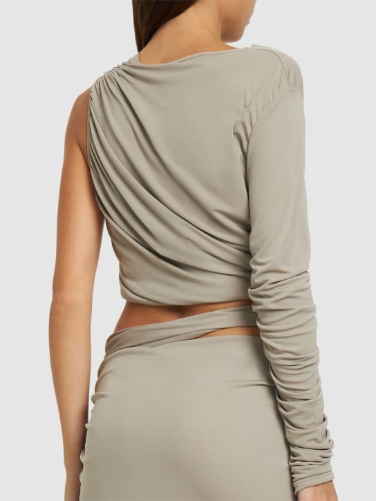 Andreadamo: Crop top en jersey drapé ajouré