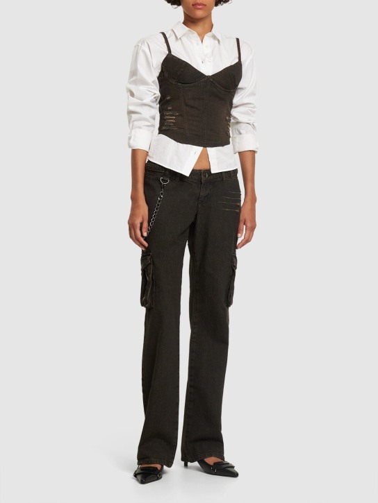 Miaou: Elias cotton denim low rise wide pants