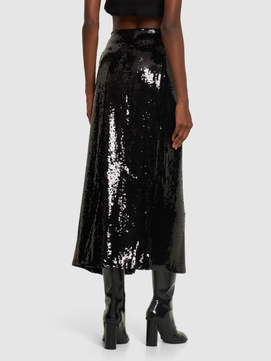 Brandon Maxwell: Jupe midi zippée en sequins taille haute