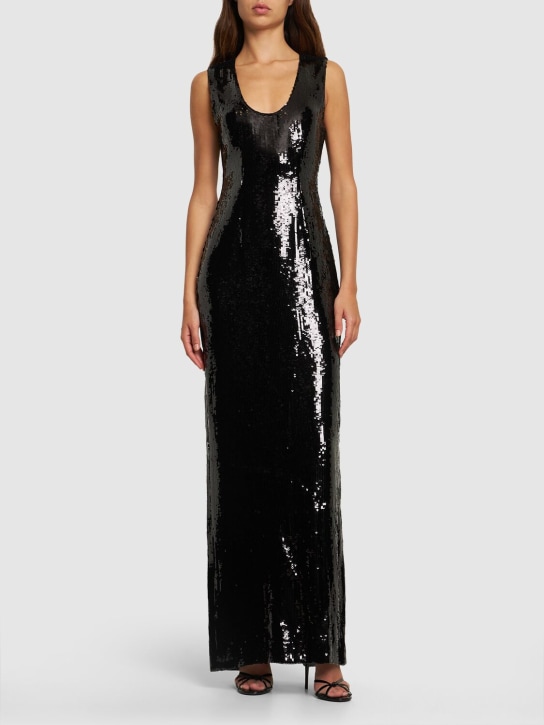 Brandon Maxwell: Vestido largo con lentejuelas