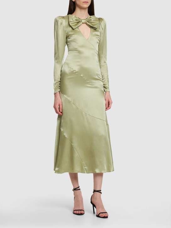 Alessandra Rich - Robe midi en satin de soie avec nœud