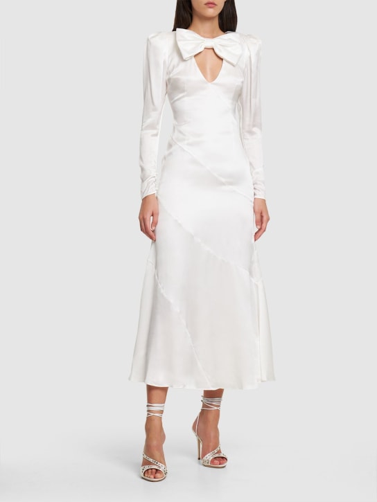 Alessandra Rich - Robe midi en satin de soie avec nœud