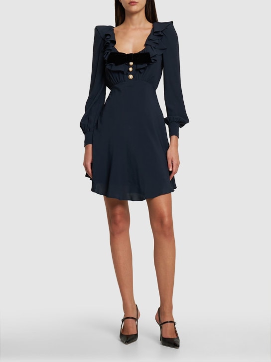 Alessandra Rich - Robe courte en cady avec col à volants