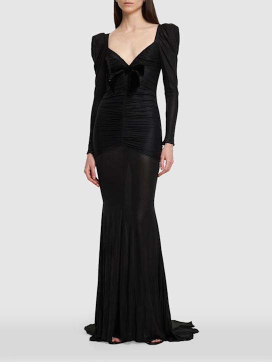 Alessandra Rich - Robe longue en cady plastifié drapé