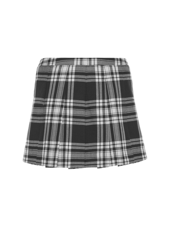 Alessandra Rich: Minigonna in lana tartan con fibbie