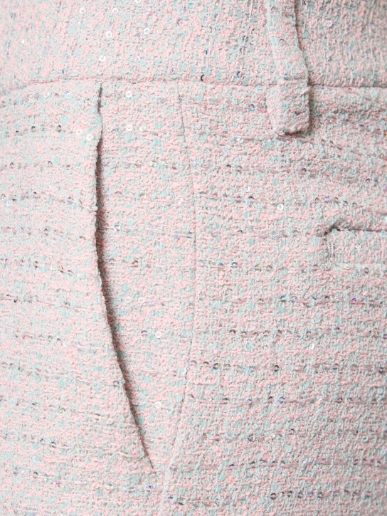 Alessandra Rich: Pantalon droit en tweed à sequins taille mi-haute