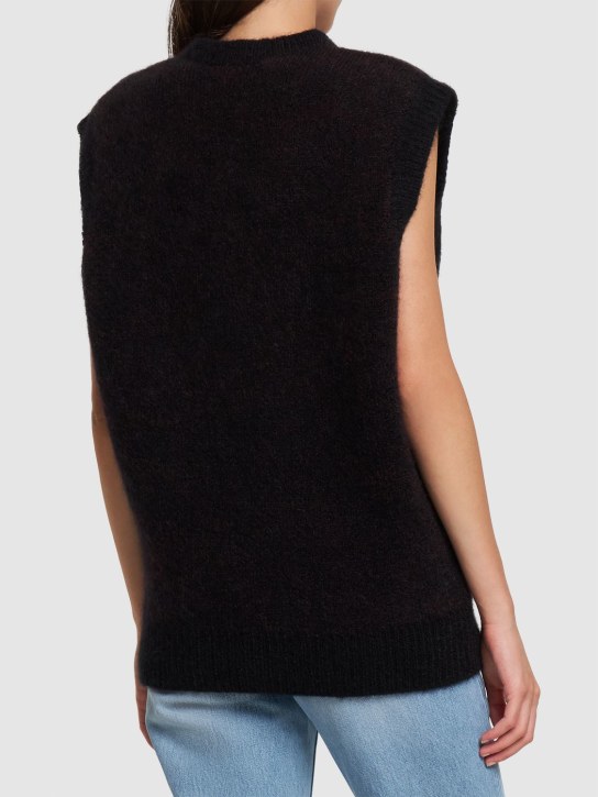 Alessandra Rich: Gilet en maille de laine à cristaux