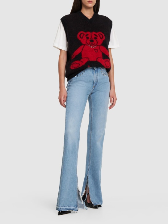 Alessandra Rich - Wool knit vest w/ bear and crystals