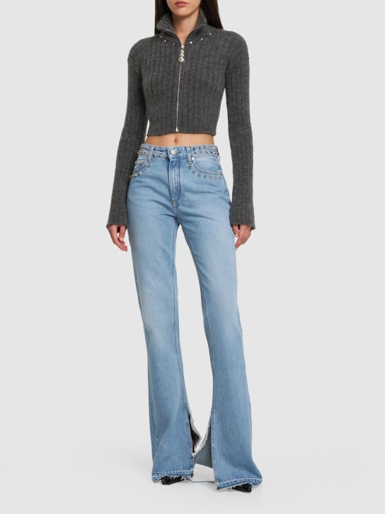 Alessandra Rich: Mohair blend knit crop cardigan