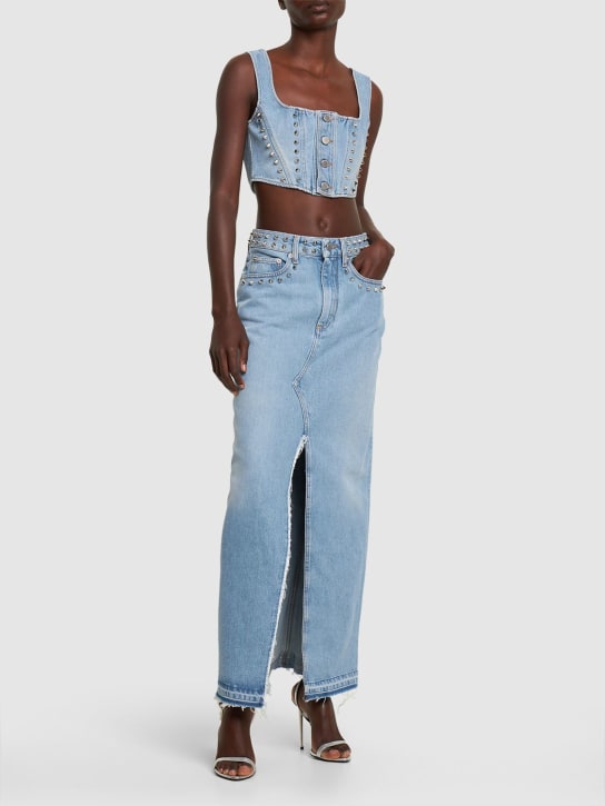 Alessandra Rich - Denim-Korsett mit Nieten