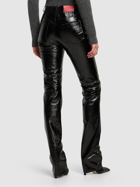 Alessandra Rich: Pantalon droit en cuir verni taille mi-haute