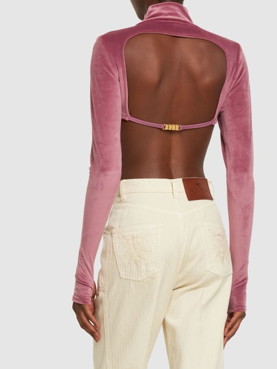 GCDS: GCDS cropped velvet long sleeve top