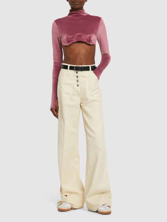 GCDS: GCDS cropped velvet long sleeve top