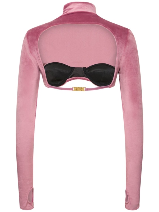 GCDS: GCDS cropped velvet long sleeve top
