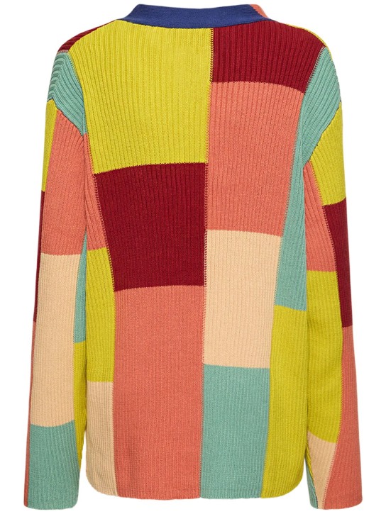 The Elder Statesman: Color block cotton blend cardigan