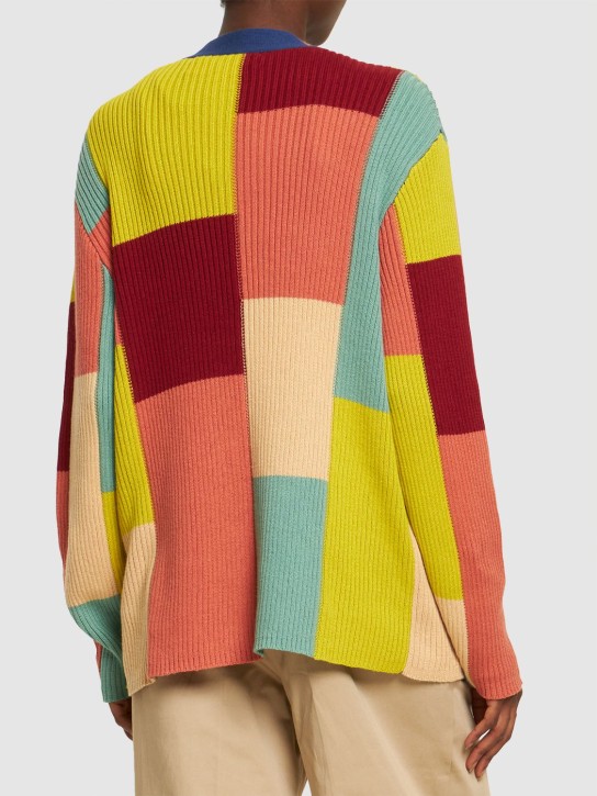The Elder Statesman: Color block cotton blend cardigan
