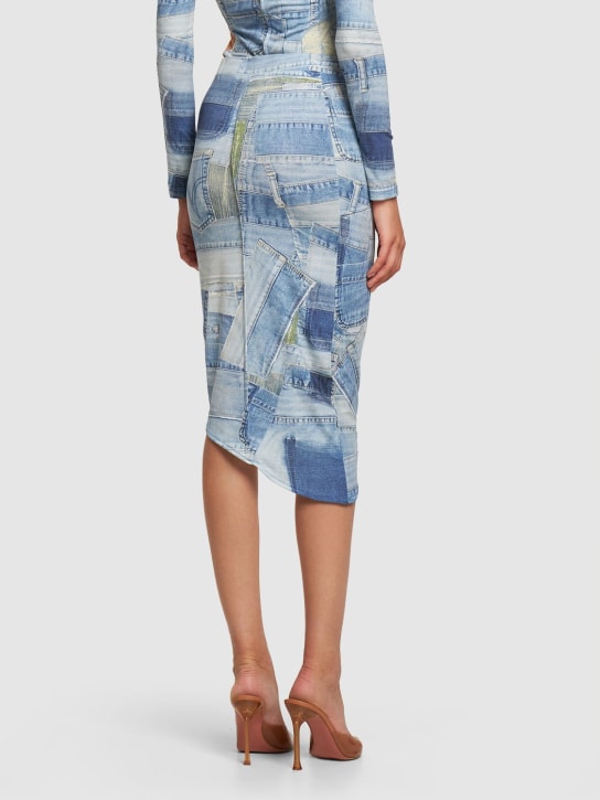 Andersson Bell: Jupe midi en jersey imprimé patch Anja