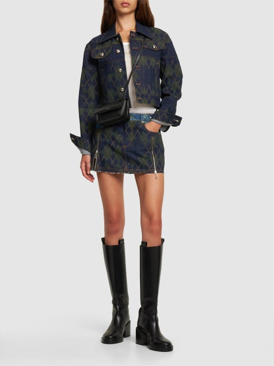 Andersson Bell - Jupe courte en denim Kiki Broken Argyle