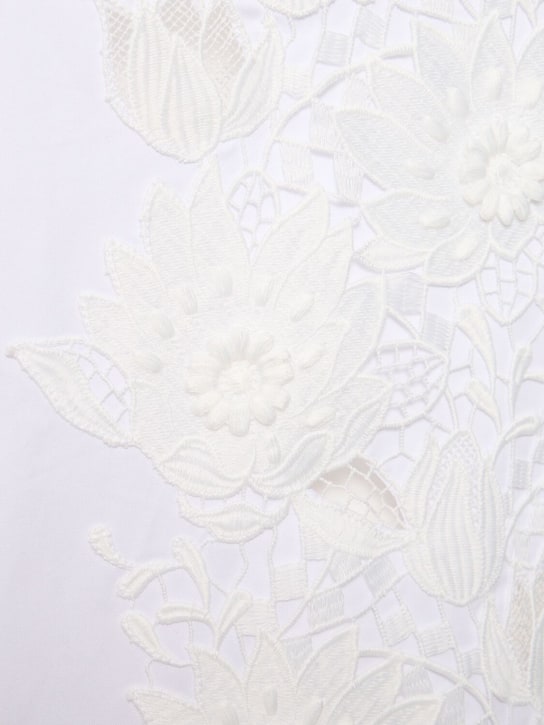 Oscar De La Renta: Chemise en coton avec fleurs brodées