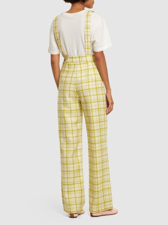 Maria de la Orden: Mushroom check wool twill jumpsuit