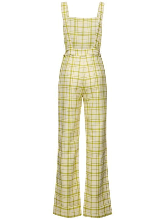 Maria de la Orden: Mushroom check wool twill jumpsuit