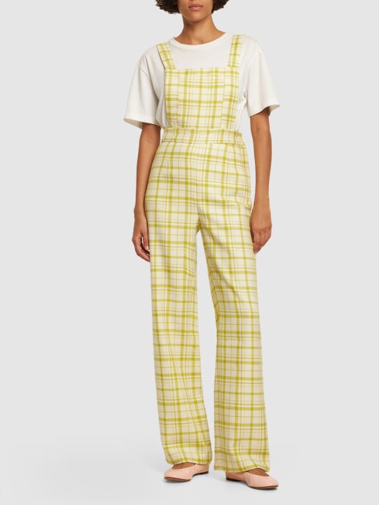 Maria de la Orden - Mushroom check wool twill jumpsuit