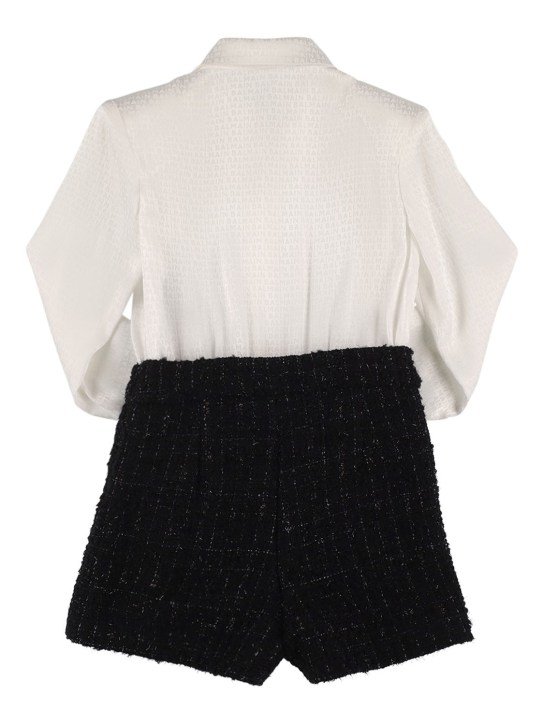 Balmain: Wool & cotton tweed playsuit