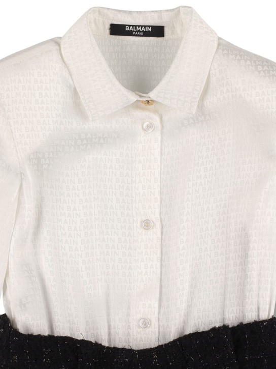 Balmain: Wool & cotton tweed playsuit