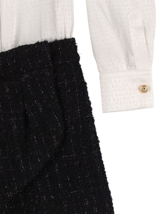Balmain: Wool & cotton tweed playsuit