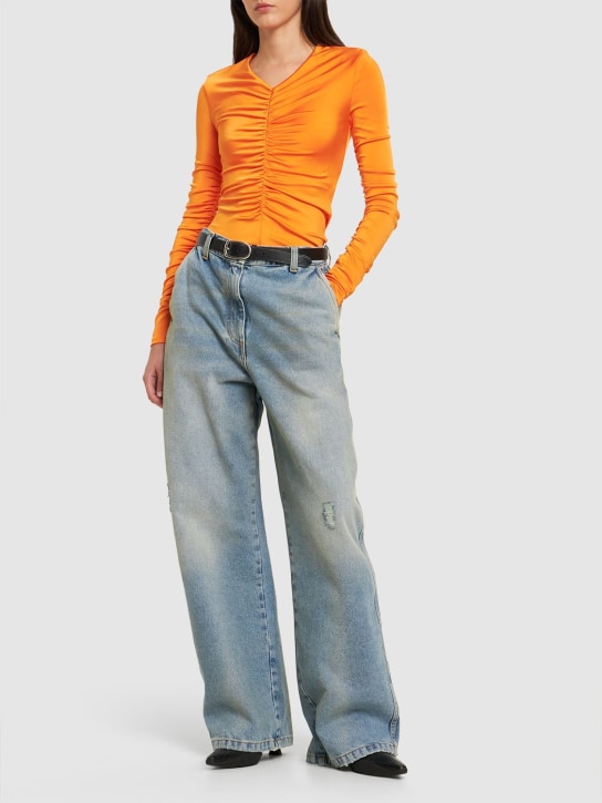 Et Ochs - Ruched viscose jersey long sleeve top