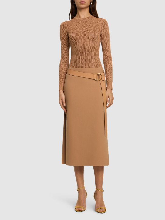 Michael Kors Collection - Jupe midi fendue en laine stretch