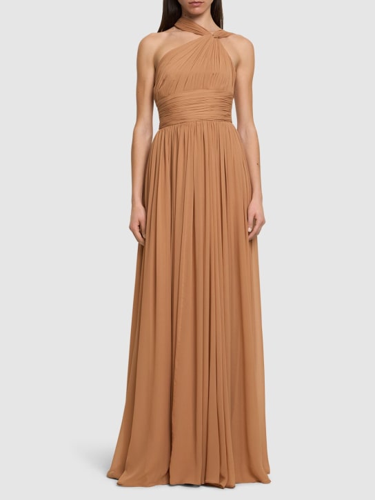 Michael Kors Collection - Maxi abito monospalla in chiffon di seta