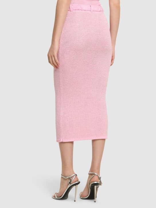 Alessandra Rich: Gonna midi in maglia di misto cotone / paillettes